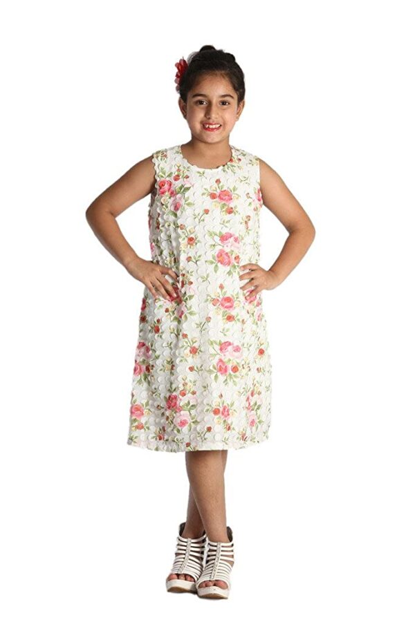 Laser Cut Sleeveless Tunics for Girls with Three Dimensional Floral Print & Ultra Soft Fabric