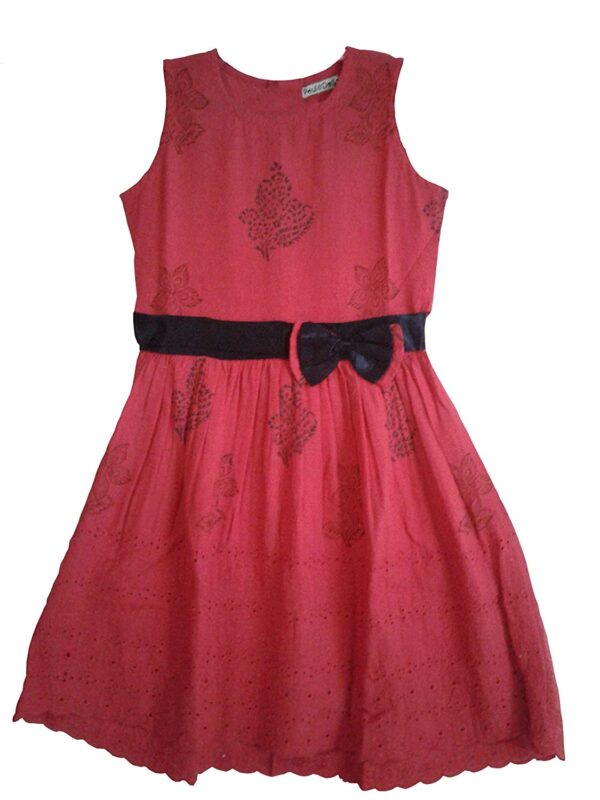 Red Cotton Frock for Girls