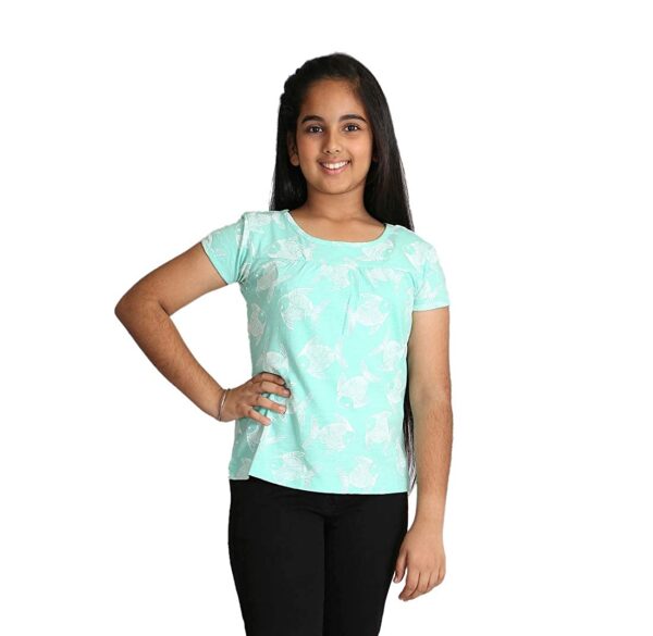 Turquoise Cotton top for Girls