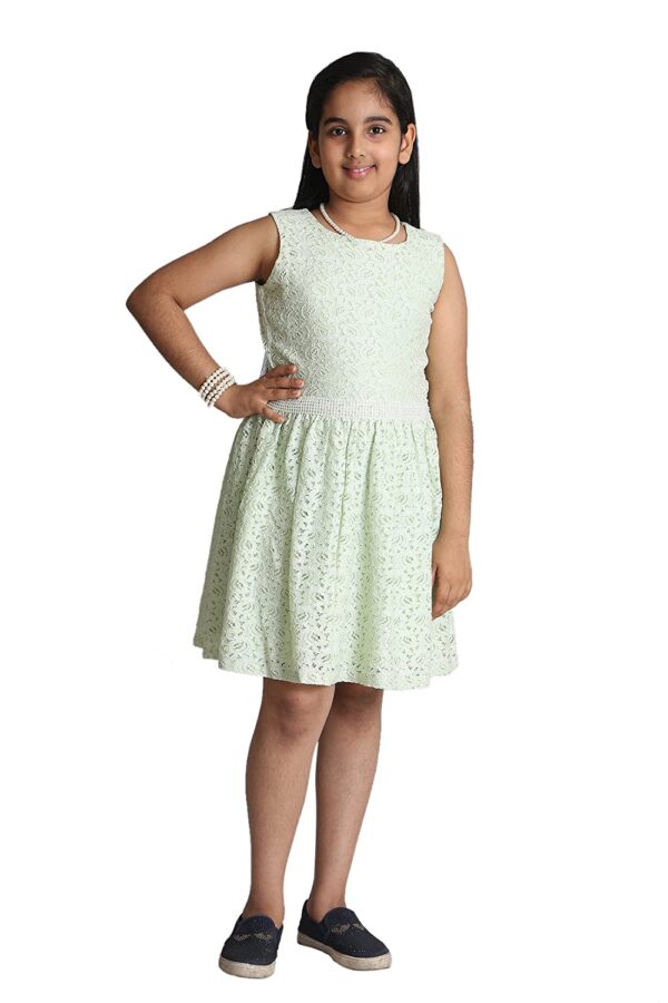 Green Polycotton Frock for Girls