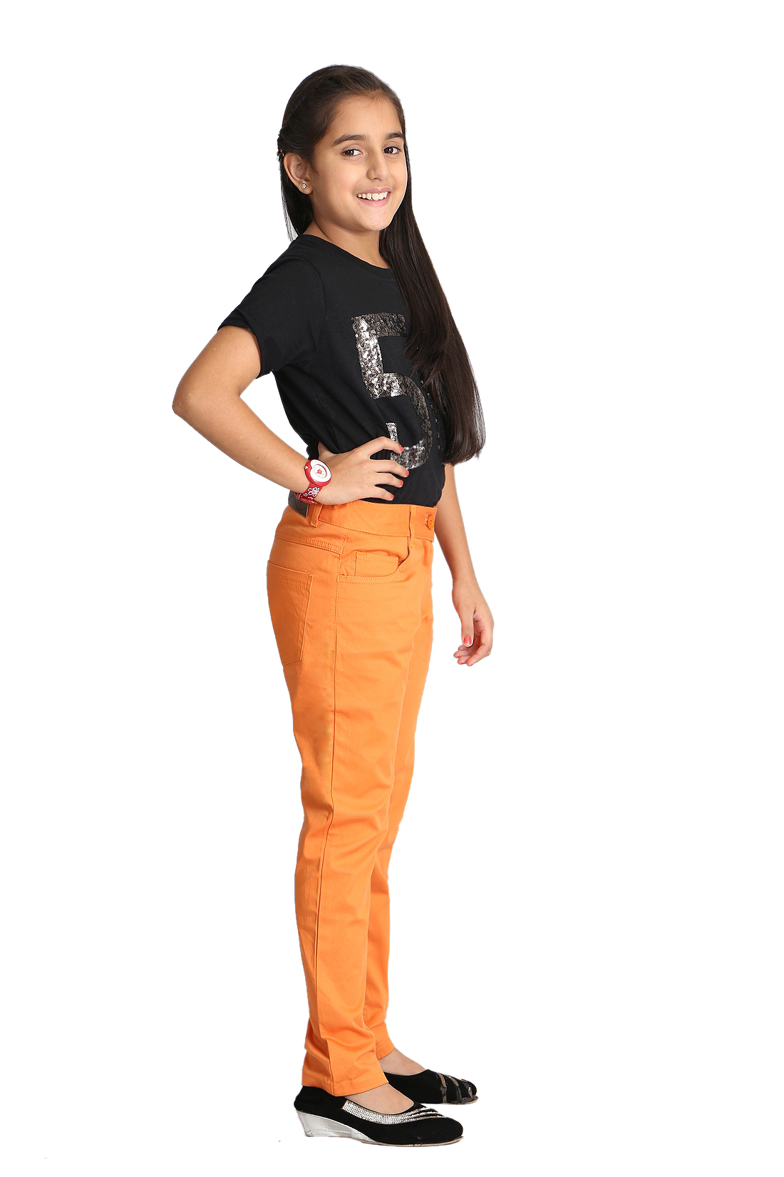 Orange Cotton Trouser Pants for Girls