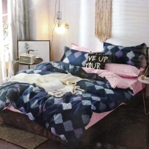 Double bedsheet Blue with Dark Blue Printed by Paul & doll