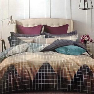 Double bedsheet Brown with White Check Print