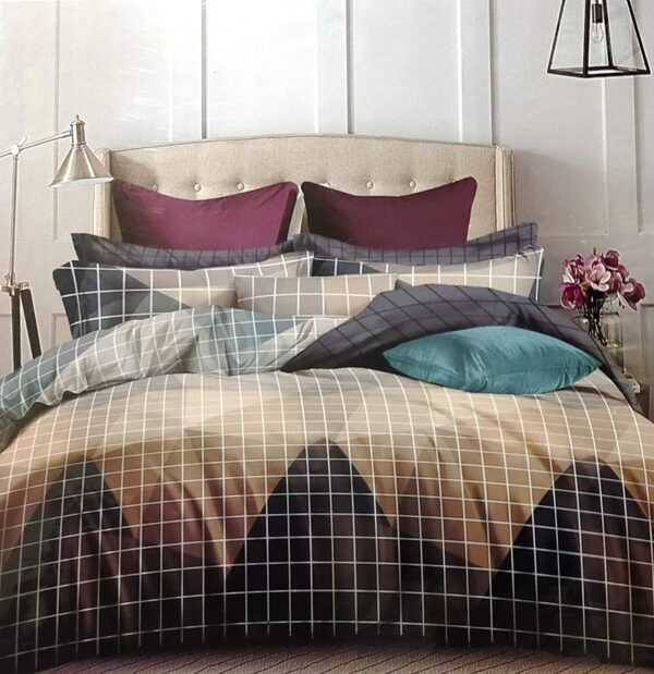 Double bedsheet Brown with White Check Print