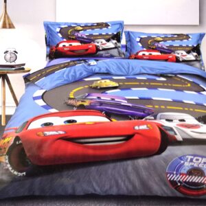 Cars Kids Cartoon 3D Printed Double Bedsheet