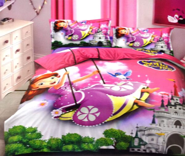 Sofia The First Kids Cartoon Double Bedsheet with 2 Pillow Covers