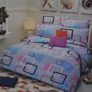Multicolor Square Print Double bedsheet with Soft Fabric