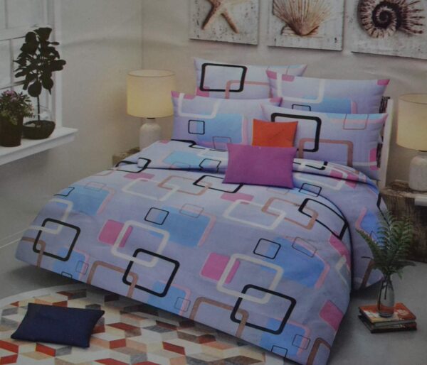 Multicolor Square Print Double bedsheet with Soft Fabric