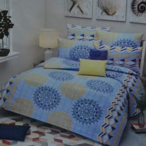 Double bedsheet Blue with Circle Print