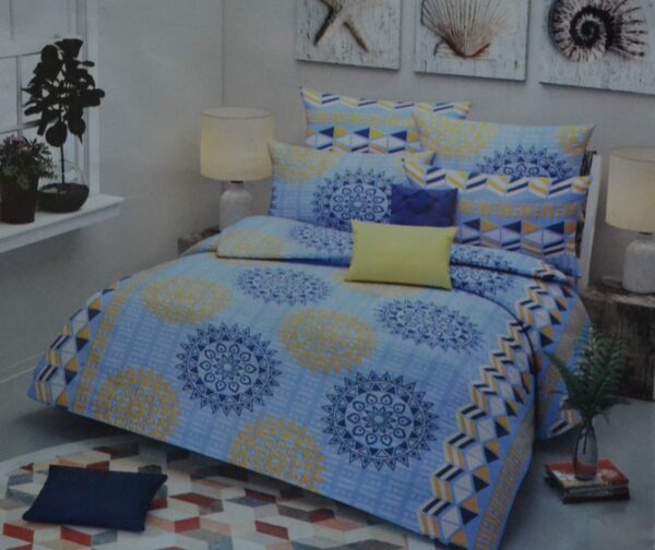 Double bedsheet Blue with Circle Print
