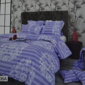 Double bedsheet Blue with White Traditional Print