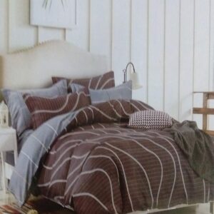 Double bedsheet Dark Brown with Stripes Print and Color fastness