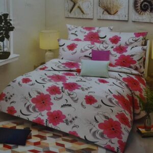 Double bedsheet with White and Pink Floral Print