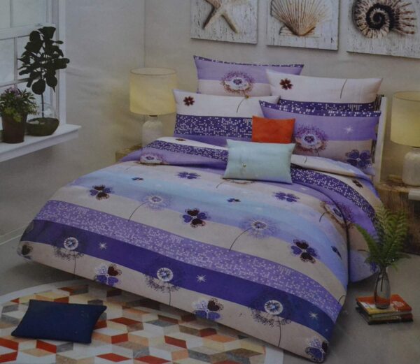 Floral Print Multicolor Striped Double bedsheet