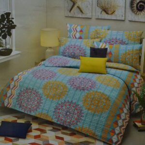 Double bedsheet Green with Circle Print