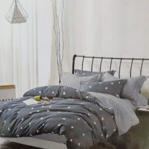 Double bedsheet Grey with Triangle Print and Color fastness