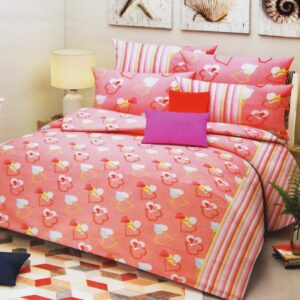 Double bedsheet Pink with Hearts Print