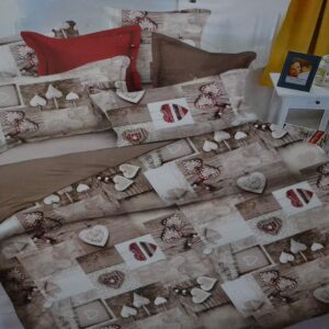 Double bedsheet Brown with Heart Print