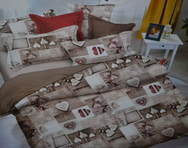 Double bedsheet Brown with Heart Print