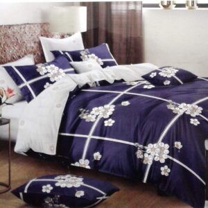 Double bedsheet Purple with White Flowers Print
