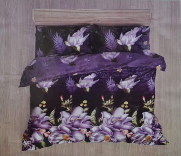 Purple Floral Printed Double bedsheet