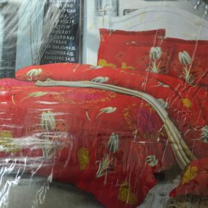 Double bedsheet red with Tulip Print