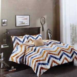 Double bedsheet White with Multicolor Striped Printed