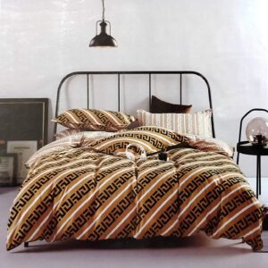 Double bedsheet Yellow with White Striped Printed
